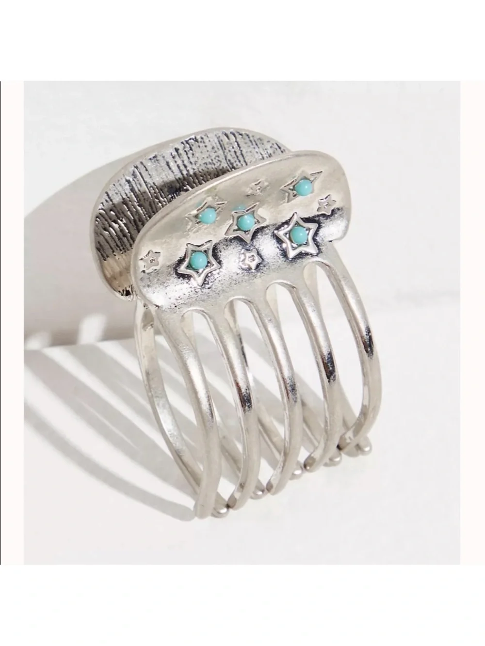 Free People Silver Hair glow with Turquoise Star Accents